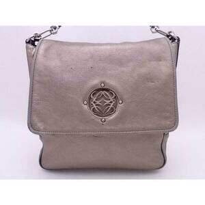 Loewe Shoulder Metallic Handbag Anagram Calfskin Gold Gray Silver Leather